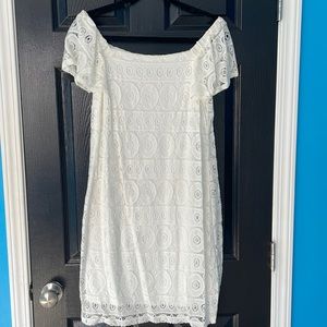 Off the shoulder white lace dress